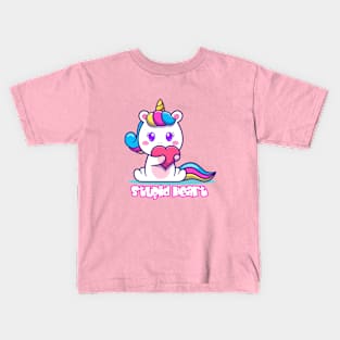Cute unicorn bite love Stupid Heart Kids T-Shirt